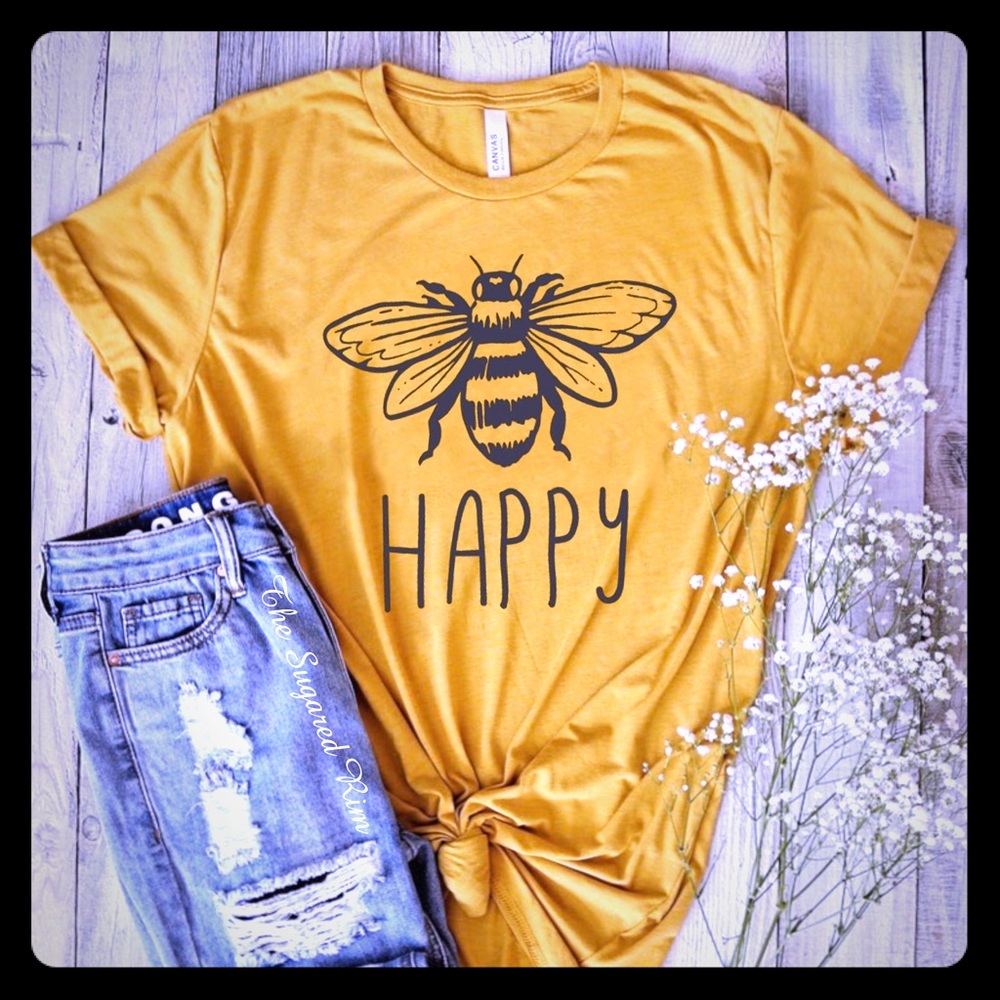🐝 Bee happy yellow tee unisex sizing